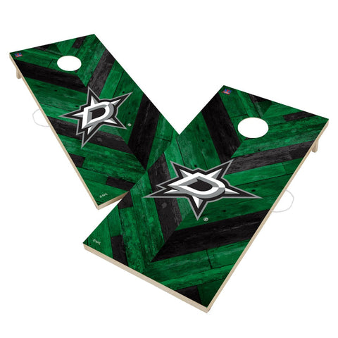 Dallas Stars Cornhole Board Set - Herringbone Design