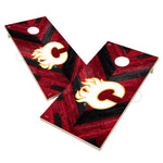 Calgary Flames Cornhole Board Set - Herringbone Design