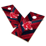 Boston Red Sox Cornhole Board Set - Herringbone Design