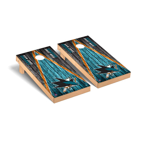 San Jose Sharks Cornhole Board Set - Triangle Weathered Version