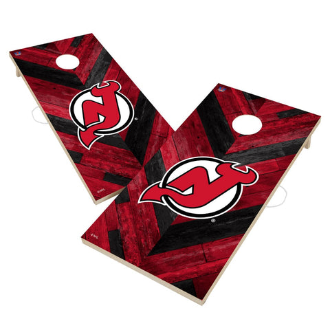 New Jersey Devils Cornhole Board Set - Herringbone Design