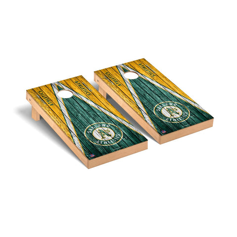 Oakland Athletics Cornhole Board Set - Triangle Weathered Version