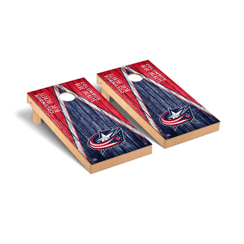 Columbus Blue Jackets Cornhole Board Set - Triangle Weathered Version