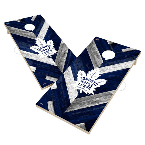 Toronto Maple Leafs Cornhole Board Set - Herringbone Design