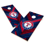 Texas Rangers Cornhole Board Set - Herringbone Design