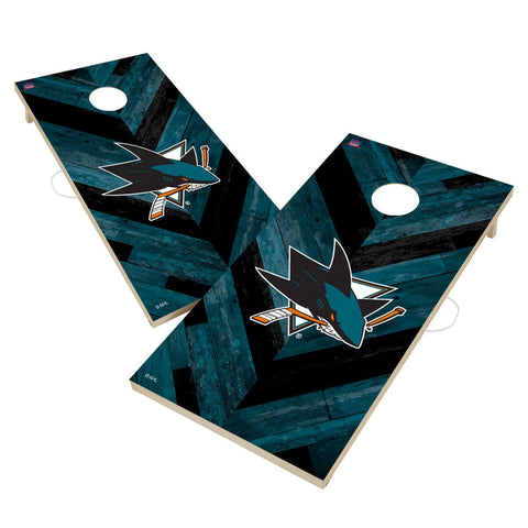 San Jose Sharks Cornhole Board Set - Herringbone Design