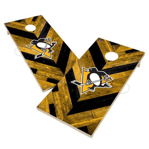 Pittsburgh Penguins Cornhole Board Set - Herringbone Design