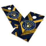 Milwaukee Brewers Cornhole Board Set - Herringbone Design