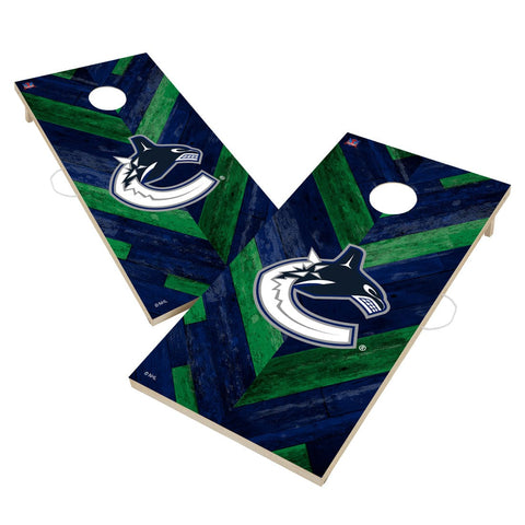 Vancouver Canucks Cornhole Board Set - Herringbone Design