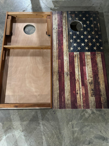 Scratch & Dent - ACA Sig Pro Rustic American Flag All-Weather Cornhole Boards