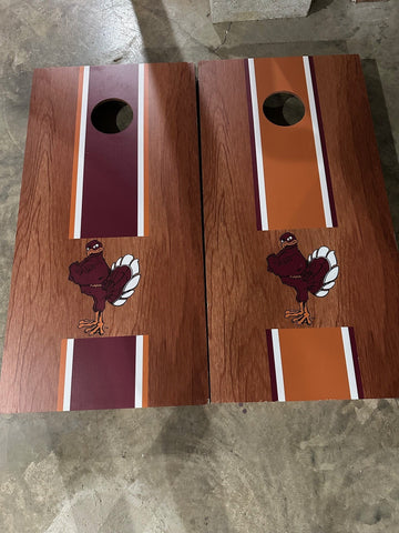 Scratch & Dent - Virginia Tech Hokie Bird Rosewood Cornhole Boards