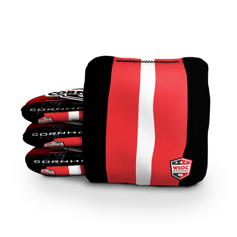 Classic Stripes Cornhole Bags - Black | Red | White - Professional Rapter 5.5