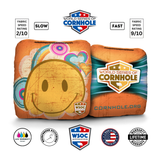 Hippy Love Orange Cornhole Bags - Professional Rapter 5.5