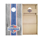 Grey and Blue Stripes Cornhole Boards - WSOC Runway Series