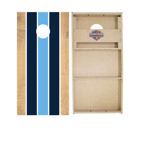 Navy and Baby Blue Classic Stripes Cornhole Boards - WSOC Runway Series