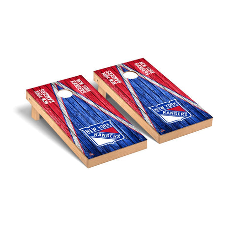 New York Rangers Cornhole Board Set - Triangle Weathered Version