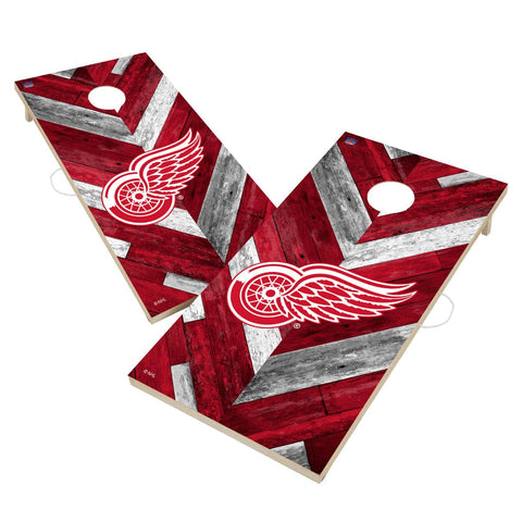 Detroit Red Wings Cornhole Board Set - Herringbone Design