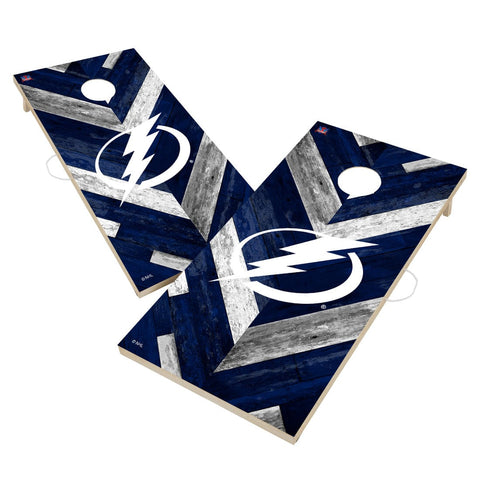 Tampa Bay Lightning Cornhole Board Set - Herringbone Design