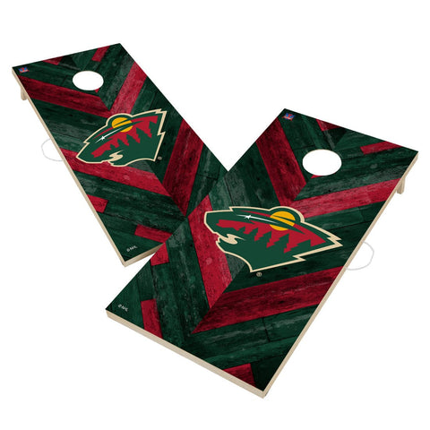 Minnesota Wild Cornhole Board Set - Herringbone Design