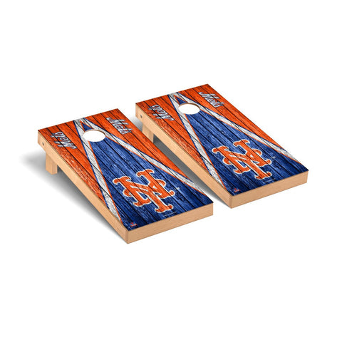 New York Mets Cornhole Board Set - Triangle Weathered Version