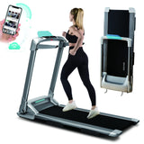 OVICX Q2S Folding Portable Treadmill Compact for Small Spaces 3.0HP 300 lbs Gray